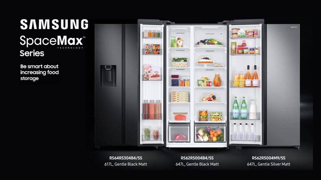 El refrigerador Side by Side RS57 de Samsung cuenta con almacenamientos de 560 y 564 litros, posicionándolo entre los primeros de mayor capacidad en su categoría.